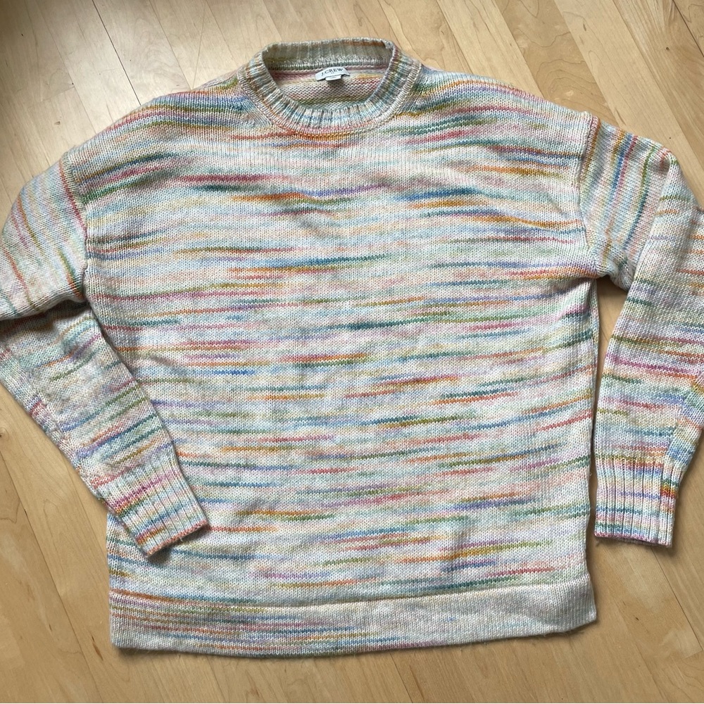 J. Crew boxy rainbow sweater in super soft cotton blend